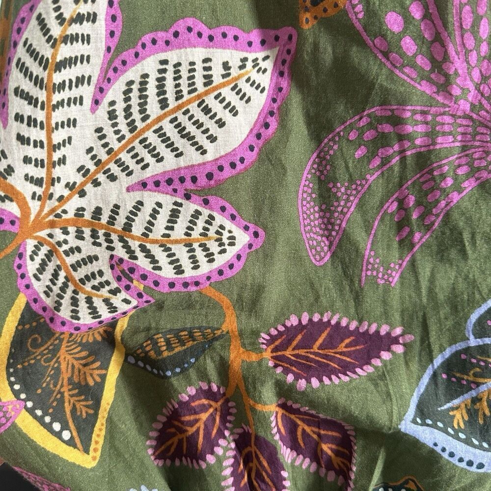 Farm Rio Blouse Top XS Green Jungle Fairy Boho Botanical Tropical Praire Resort - Picture 12 of 15